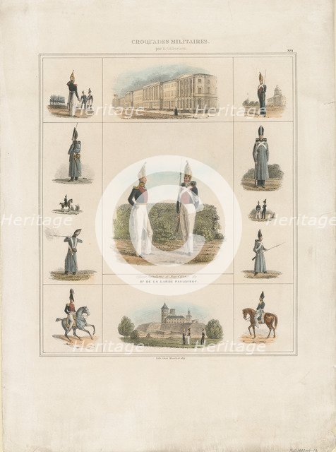 The Pavlovsky Guard Regiment, 1840. Artist: Gilbertson, E. (active 1830s-1850s)