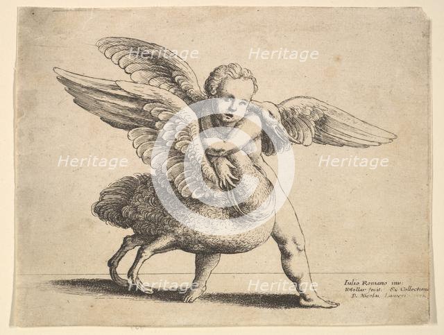 Cupid and the swan, 1652. Creator: Wenceslaus Hollar.