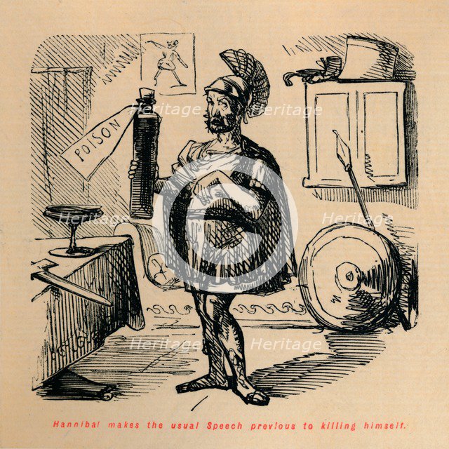 'Hannibal makes the usual Speech previous to killing himself', 1852. Artist: John Leech.