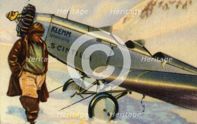 Udet lands on the Plateau du Trient, Mont Blanc, 1929, (1932). Creator: Unknown.