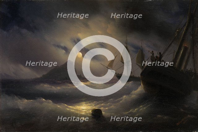 Gibraltar by Night, 1844. Artist: Aivazovsky, Ivan Konstantinovich (1817-1900)