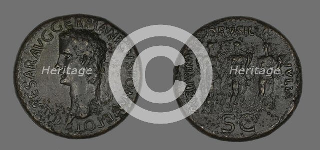 Sestertius (Coin) Portraying Germanicus, 37-38. Creator: Unknown.