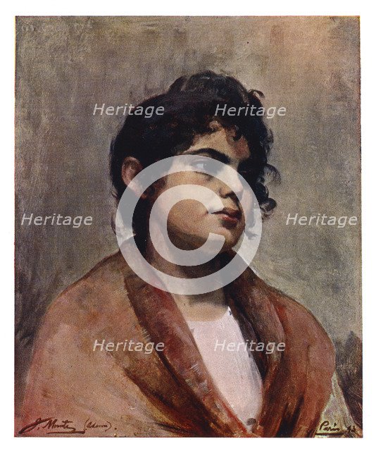 Study of an Italian girl's head, 1901.Artist: J Muntz