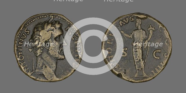 Sestertius (Coin) Portraying Emperor Antoninus Pius, 145-156. Creator: Unknown.