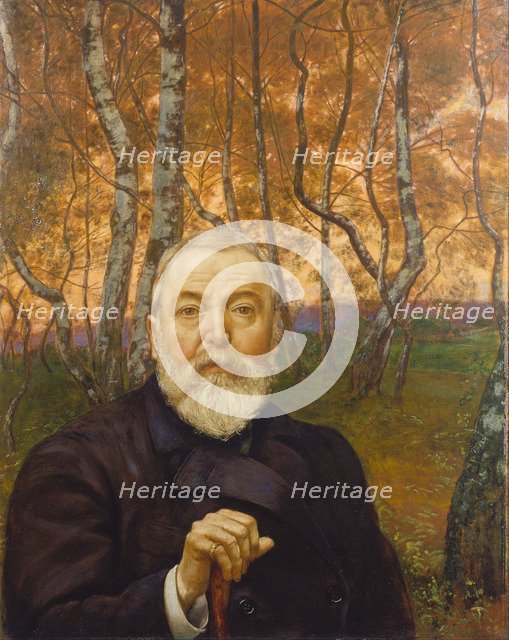 Self-Portrait in a Birch Grove. Artist: Thoma, Hans (1839-1924)