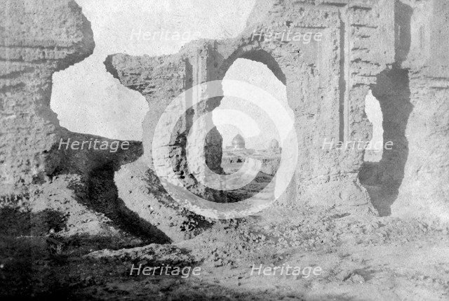 Ruined walls of the Enchanted Garden, just outside Samarra City, Iraq, 1917-1919. Artist: Unknown