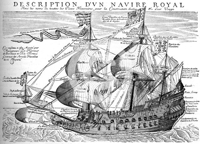 French royal warship of the 17th century, (c1880). Artist: Unknown