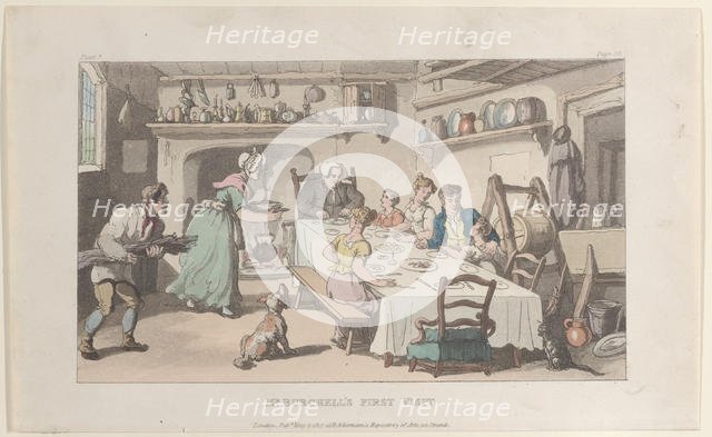 Mr. Burchell's First Visit, from "The Vicar of Wakefield", May 1, 1817., May 1, 1817. Creator: Thomas Rowlandson.