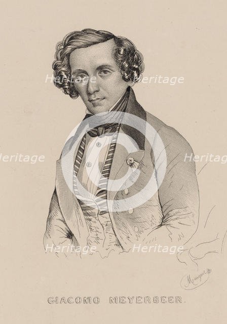 Portrait of the composer Giacomo Meyerbeer (1791-1864), 1836. Creator: Alophe, Marie-Alexandre Menut (1812-1883).