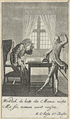 Plate 5 for C. L. Bretzner's 'The Marriage Broker', 1784. Creator: Daniel Nikolaus Chodowiecki.
