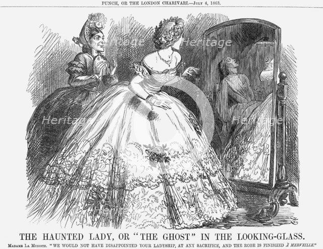 'The Haunted Lady, Or The Ghost In the Looking-Glass', 1863. Artist: John Tenniel