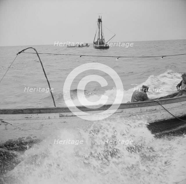 On board the fishing boat Alden, out of Gloucester, Massachusetts, 1943. Creator: Gordon Parks.