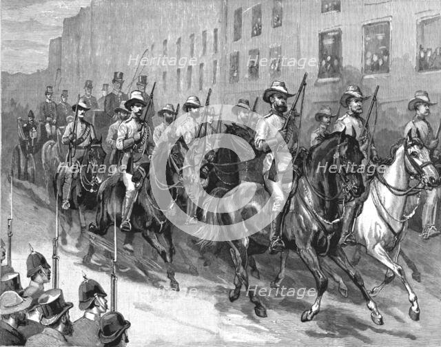 ''The Melbourne CentennialInternational Exhibition-Mounted Infantry escorting the Govenor to the exh Creator: Unknown.