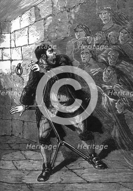 "Back-back, you grinning fiends!" yelled Sweeney Todd, c1880.  Creator: Unknown.