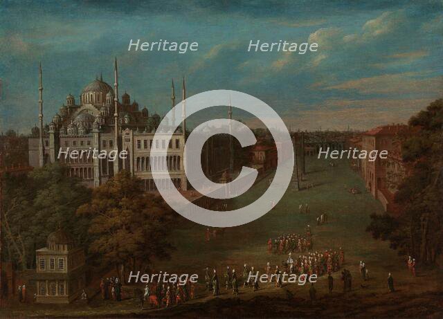 The Grand Vizier Crossing the Atmeydani (Horse Square), 1720-1737. Creator: Jean Baptiste Vanmour.