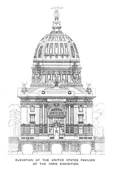 'Elevation of the United States Pavilion at the Paris Exhibition', 1900. Artist: Unknown