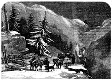 The Ascent of the Great St. Bernard - loading wood for the Hospice near St. Pierre, 1858. Creator: Unknown.