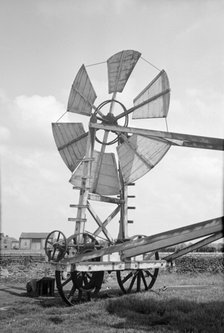 Fan staging on a post mill at Tottenhill, Norfolk, 1936. Artist: HES Simmons