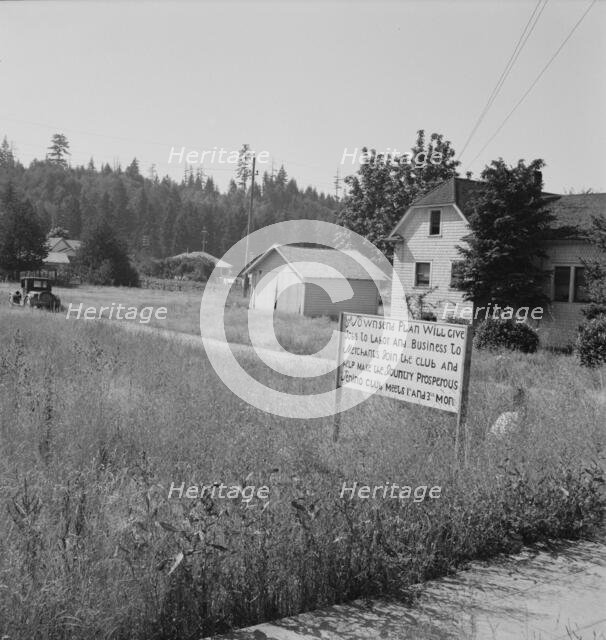 Entering main street from the north, Tenino, Thurston County, Western Washington, 1939. Creator: Dorothea Lange.