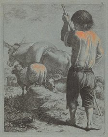 Shepherd with Donkey, Sheep and Goat, 1759. Creator: Francesco Londonio.