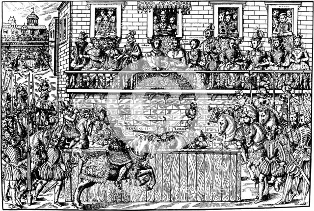 Death of King Henry II at the Tournament, 1559 (1570). Artist: Jean Jacques Perrissin