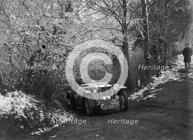 1936 MG TA taking part in a motoring trial, late 1930s. Artist: Bill Brunell.