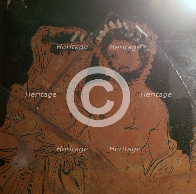 Detail from a krater showing Pluto carrying off Persephone, 4th century BC. Artist: Iliupersis Painter