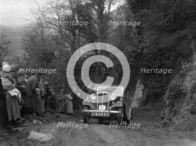 1934 Standard Ten taking part in a Standard Car Owners Club trial. Artist: Bill Brunell.