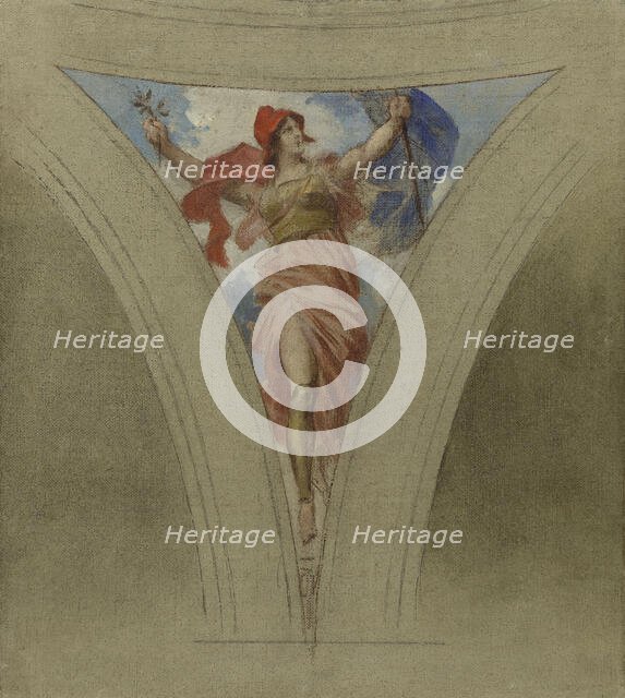Sketch for the dome above the escalier des fêtes in the Hôtel de Ville...between 1888 and 1899.  Creator: Francois Schommer.