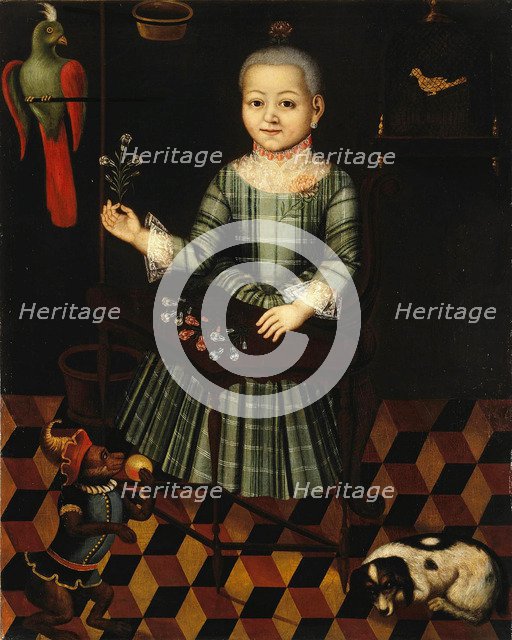 Girl with parrot, Mid of the 18th century. Artist: Anonymous  