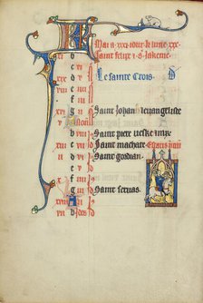 Calendar Page for May; Hawking; Ruskin Hours, about 1300. Creator: Unknown.