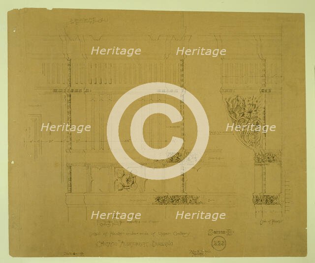 Auditorium Building, Chicago, Illinois, Ornamental Plaster Work, Pilaster Details, c. 1887. Creator: Adler & Sullivan.