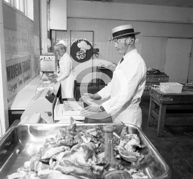 Meat packing at a South Yorkshire meat processing company, 1972. Artist: Michael Walters