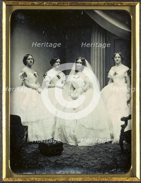 A Bride and Her Bridesmaids, 1851 or later. Creator: Josiah Johnson Hawes (American, 1808-1901); Albert Sands Southworth (American, 1811-1894).
