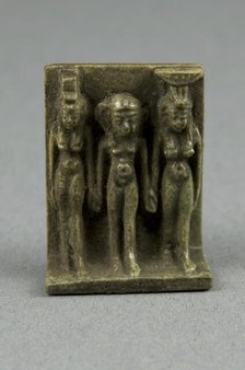 Amulet of the Goddesses Isis and Nephthys with Horus Standing Between, Egypt, Third Intermediate... Creator: Unknown.