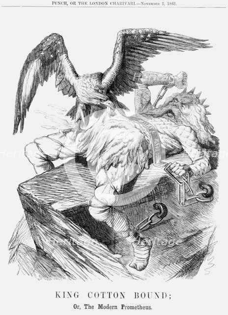 'King Cotton Bound; Or, The Modern Prometheus', 1861. Artist: Unknown
