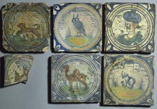 Delftware floor tiles, early 17th century. Artist: Unknown