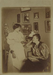 Helene Nesnakomoff and Marianne von Werefkin in a studio, c1900. Creator: Anonymous.