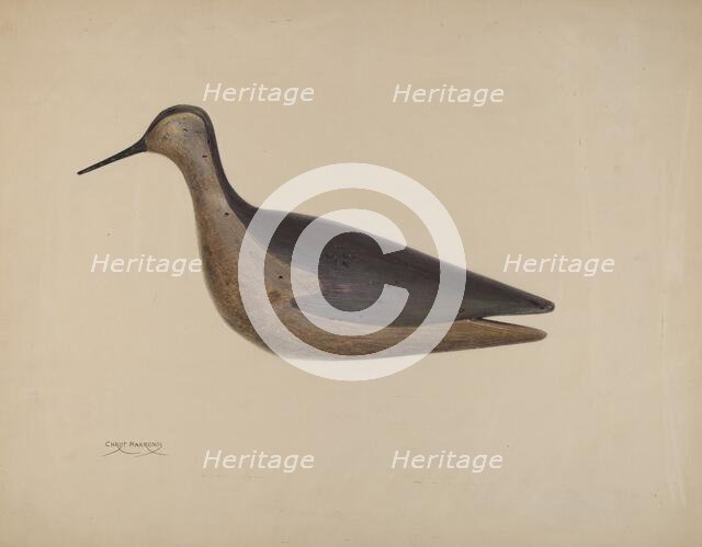 Wooden Decoy, c. 1937. Creator: Chris Makrenos.