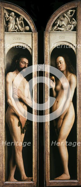 The Ghent Altarpiece. Adoration of the Mystic Lamb: Adam and Eve, 1432. Creator: Eyck, Jan van (1390-1441).