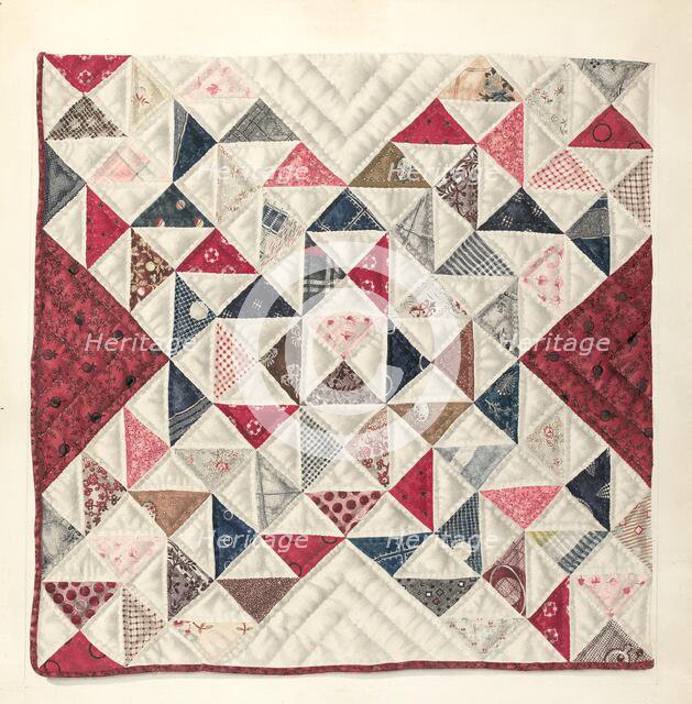 Patchwork Quilt, 1935/1942. Creator: Mae A. Clarke.