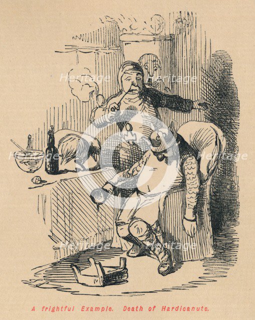 'A frightful Example. Death of Hardicanute', c1860, (c1860). Artist: John Leech.