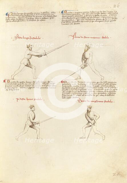 Combat with Sword; Fior di Battaglia, about 1410. Creator: Fiore Furlan dei Liberi da Premariacco.