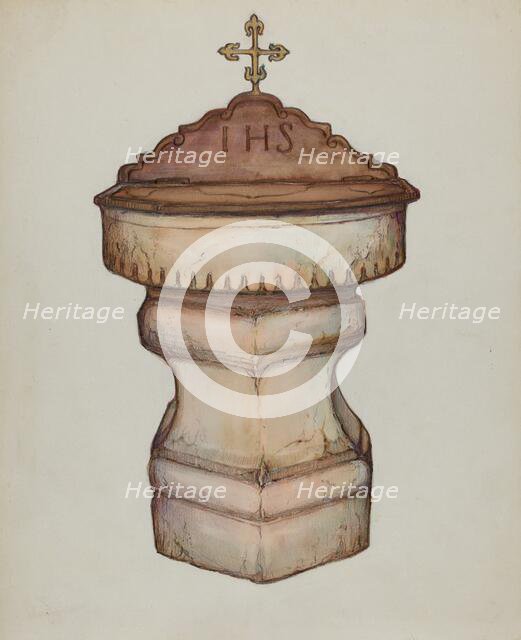 Baptismal Font with Top, c. 1936. Creator: George Seideneck.