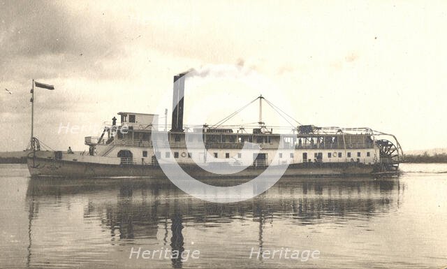 View of the steamship "Petersburg" on the Zeya River, 1909. Creator: Vladimir Ivanovich Fedorov.