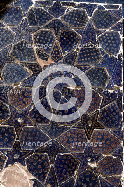 Glazed brick tiling in Shah-i-Zinda Complex, Samarkand, 14th-15th century Artists: CM Dixon, Unknown.