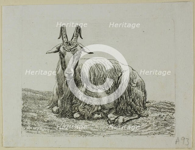Lying Goat, from Die Zweite Thierfolge, 1800. Creator: Johann Christian Reinhart.