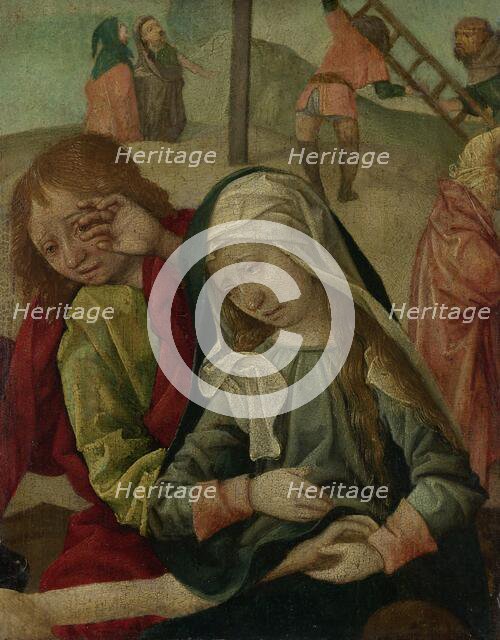 Virgin and Saint John Mourning over the Body of Christ, fragment of a Lamentation of Christ, c.1500- Creator: Master of Delft.