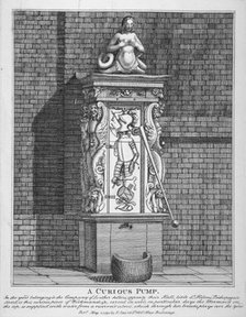 Ornate water pump in the yard at Leathersellers' Hall, Little St Helen's, City of London, 1791. Artist: John Thomas Smith