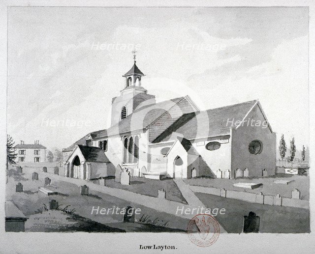 Church of St Mary the Virgin, Leyton, Waltham Forest, London, c1800.                                 Artist: Anon